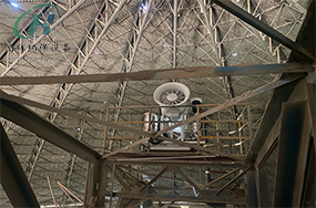 浙江圓形料倉降塵霧炮機現(xiàn)場